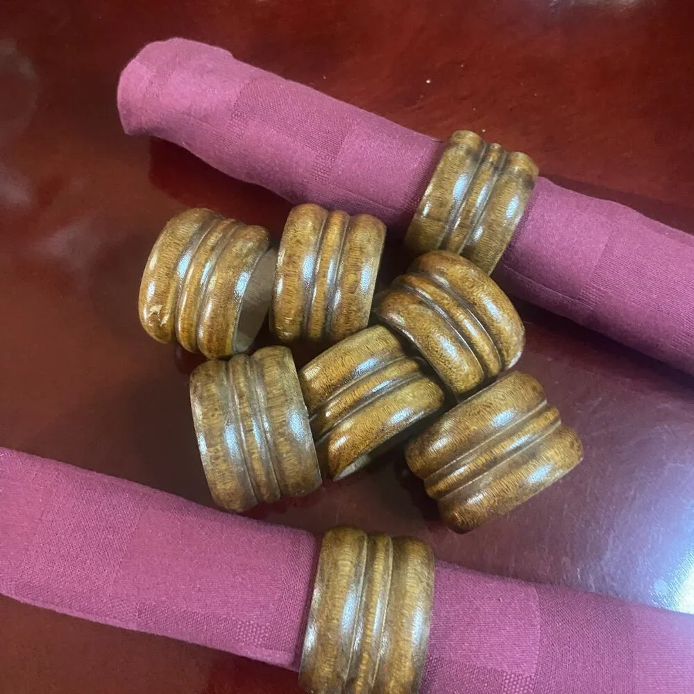 Wooden Napkin Rings Holders Set of 8